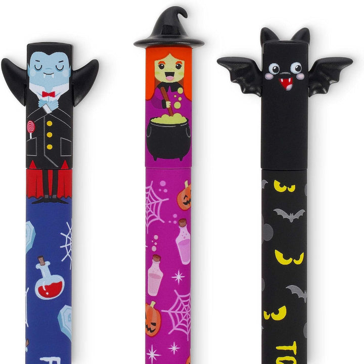 Legami - Set mit 3 löschbaren Gelstiften, The Boo Crew, löschbare wärmeempfindliche Tinte, Schwarz,