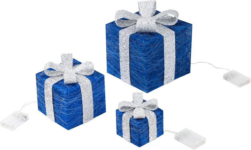 Bambelaa! 3er Led Deko Geschenke Weihnachten Leucht Boxen Timer Weihnachts Dekoration Weihnachtsdeko