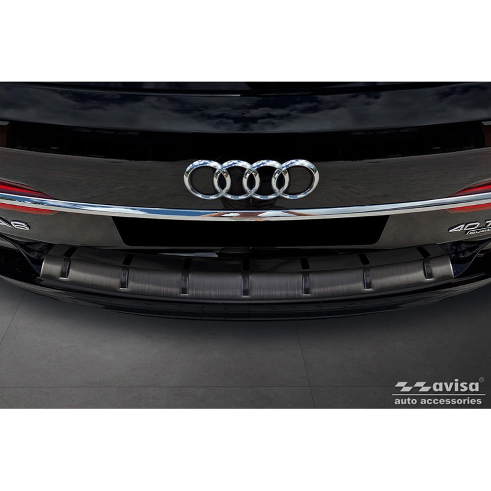 Avisa Schwarz Edelstahl Heckstossstangenschutz kompatibel mit Audi A6 (C8) Avant inkl. S-Line 2023-