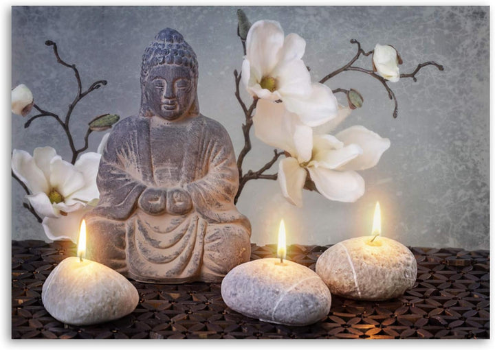 Feeby Bilder Buddha Zen-Kultur 80x60 cm Wohnzimmer Schlafzimmer Büro Flur Küche Wandbilder Modern Bi