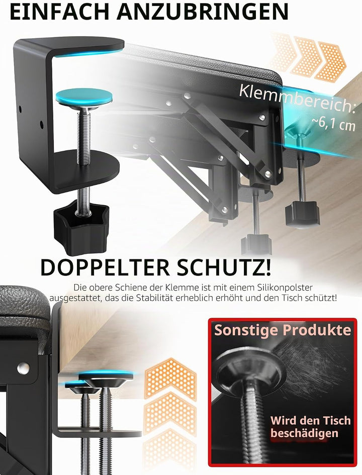 NODOCA Arm Rest for Desk, Ergonomics Wrist Rest, Desk Extender, Soft Sponge Built-in, Comfortable Ar