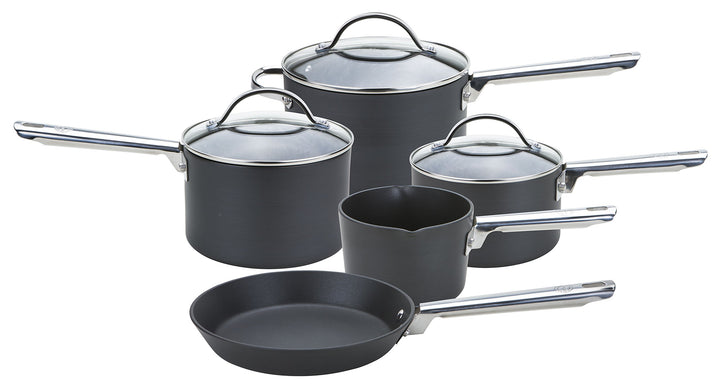 Anolon Milchtopf, Kochtops und Bratpfanne aus professionellem harteloxiertem Material, Schwarz , Har