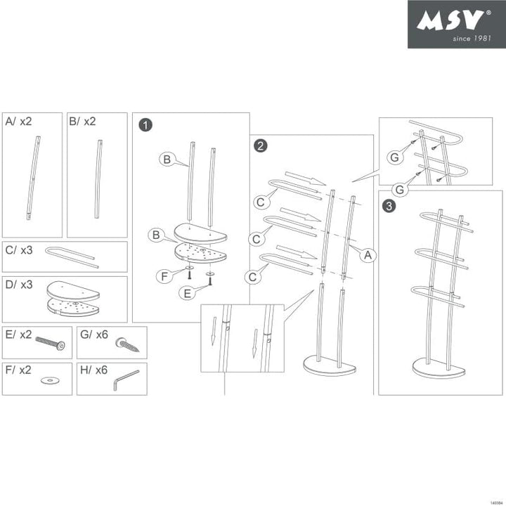MSV Handtuchhalter mit 3 Stangen für Hand- und Gästetücher - Handtuchstange verchromt 30 x 18,5 x 10