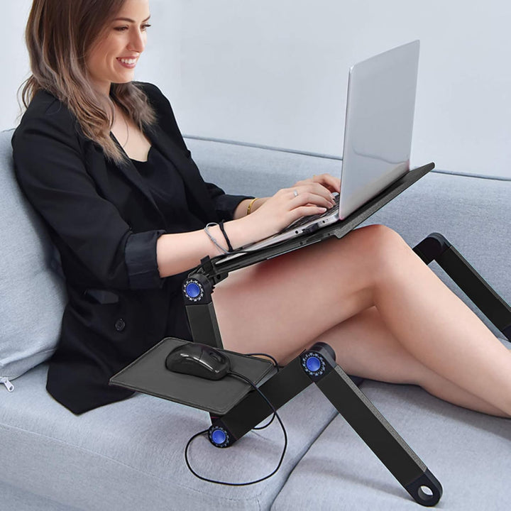 Verstellbarer Laptopständer Faltbarer Laptop-Schreibtisch PC-Computertisch mit 2 Lüftern und Mausabl