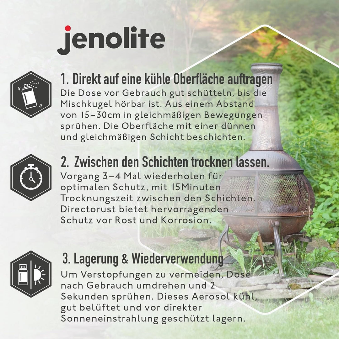 JENOLITE Directorust Sprühfarbe für Grill- und Herd, silberfarben, sehr hitzebeständig bis 650 °C |