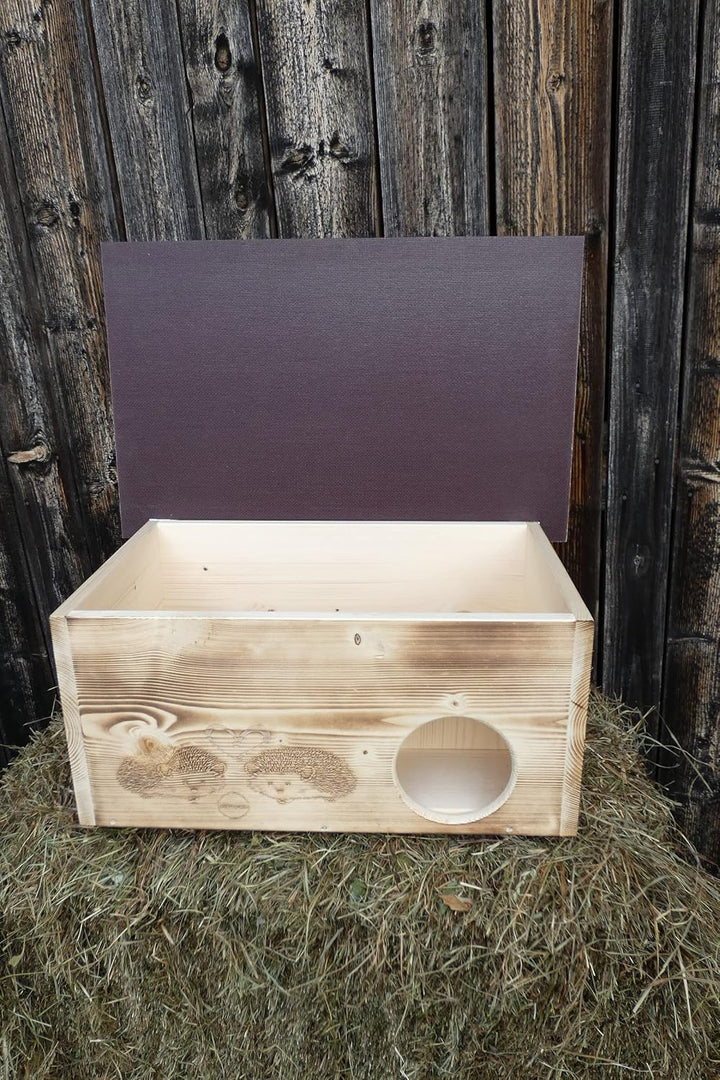 Grosses Geflammtes Premium Igelhaus 62cm x 40cm x 29cm Igelhotel 20mm Vollholz Winterfest Kein Bausa