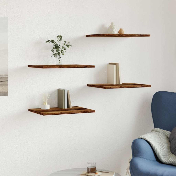 vidaXL Regalböden 4 STK. Altholz-Optik 40x30x1,5 cm Holzwerkstoff, Bücherregal Brett, Regalbrett, Wa
