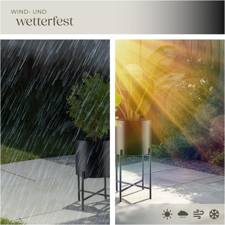 tectake® Pflanzenständer 2er Set, Blumenständer, Metall Blumentopf, abnehmbare Übertöpfe, Blumentöpf