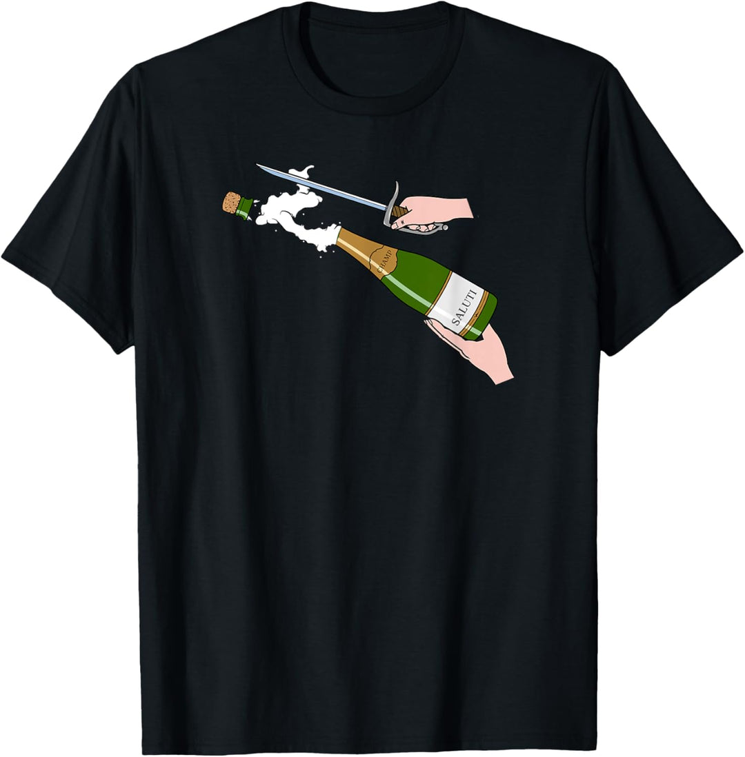 Champagner mit dem Säbel öffnen - Champ Saluti hohe Kunst T-Shirt