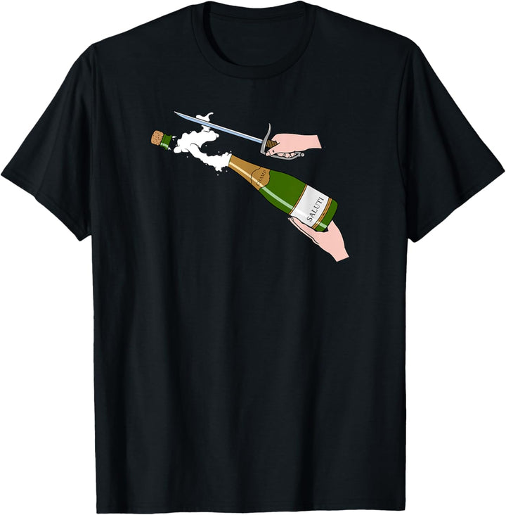 Champagner mit dem Säbel öffnen - Champ Saluti hohe Kunst T-Shirt