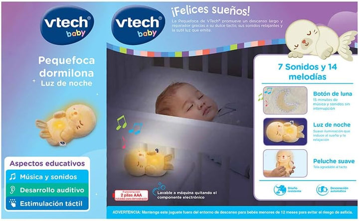 VTech -Baby Nachtlicht, interaktiver Plüsch, Spielzeug für Babys ab 0 Monaten, Leuchtknopf mit beruh