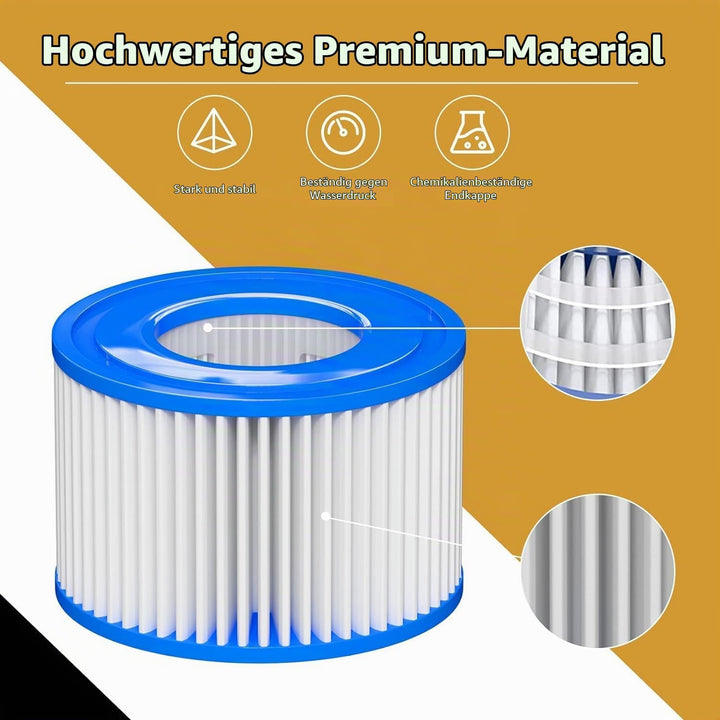 Filter VI für Pool, 16 Stück Filterkartuschen VI für Bestway Miami, Monaco Lay-Z-Spa, Vegas, Palm Sp