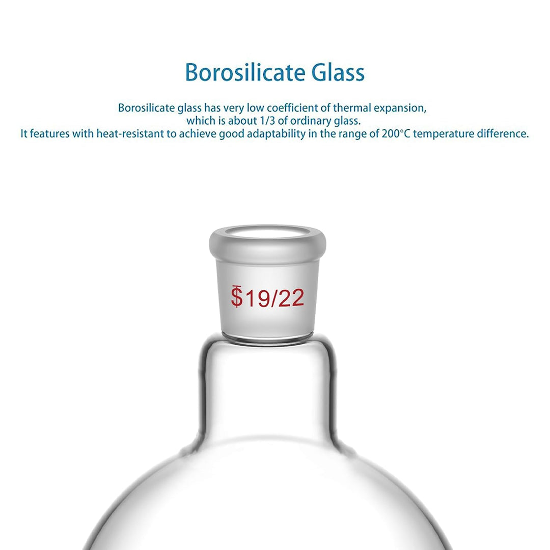 StonyLab 500ml Borosilikat Glas Einhalsrundkolben, Glas Einhals Rundkolben RBF mit 19/22 Standard Ta