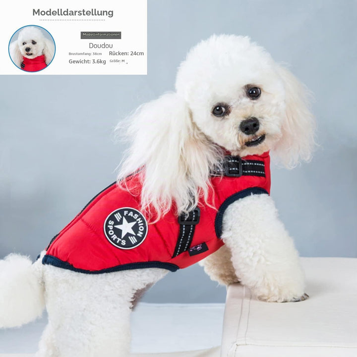 Hundejacke Winterweste Jacken - Hundemantel mit Geschirr, Wasserdicht, Maschinen Waschbar, Reflektie