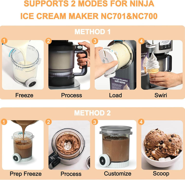 2 Stück Ersatz Behälter Ninja Swirl CREAMi - Kompatibel mit Ninja Creami NC701 & NC700 Serie Eismasc