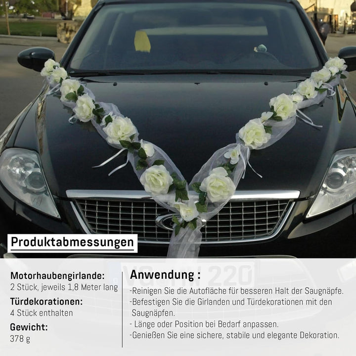 Rosen Girlande Braut Paar Rose Deko Dekoration Autoschmuck Hochzeit Car Auto Wedding ®Auto-schmuck D