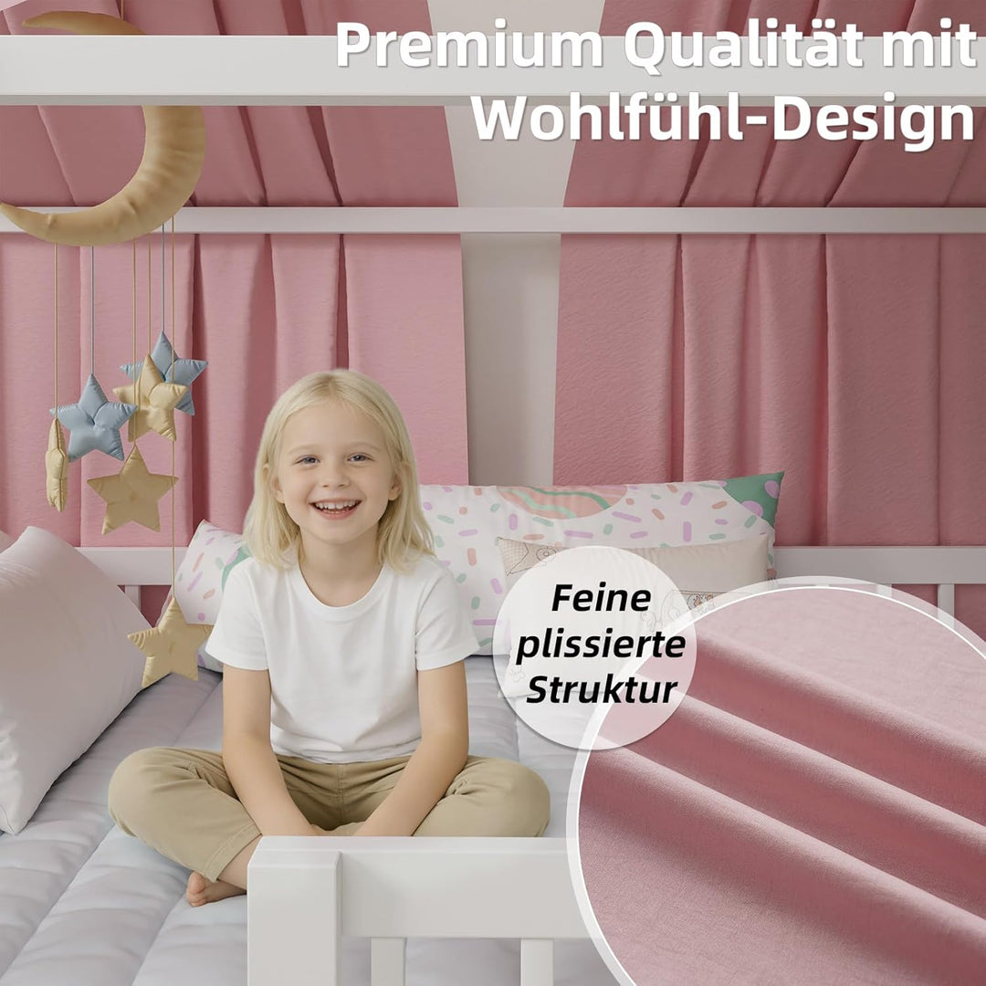 Hausbett Himmel in 5 Farben, 2er Set Betthimmel Hausbett aus weichem Baumwollstoff, Stoffhimmel für