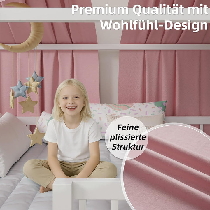 Hausbett Himmel in 5 Farben, 2er Set Betthimmel Hausbett aus weichem Baumwollstoff, Stoffhimmel für