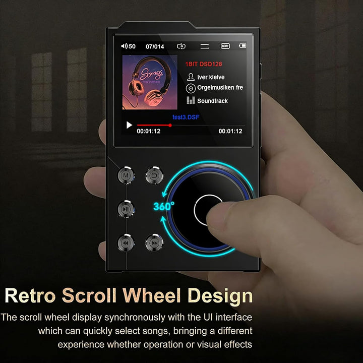 Hi Res MP3 Player, 16GB Bluetooth 5.3 HiFi DSD DAC FLAC Audio Player Verlustfreier Hochauflösender M
