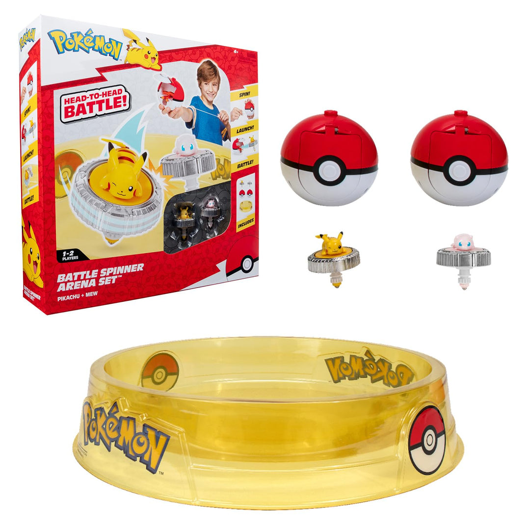 Bandai - Pokémon – Arena Pack + 2 Spinners enthalten – Pokémon-Arena + 2 Pokéball-Werfer + 2 Pikachu