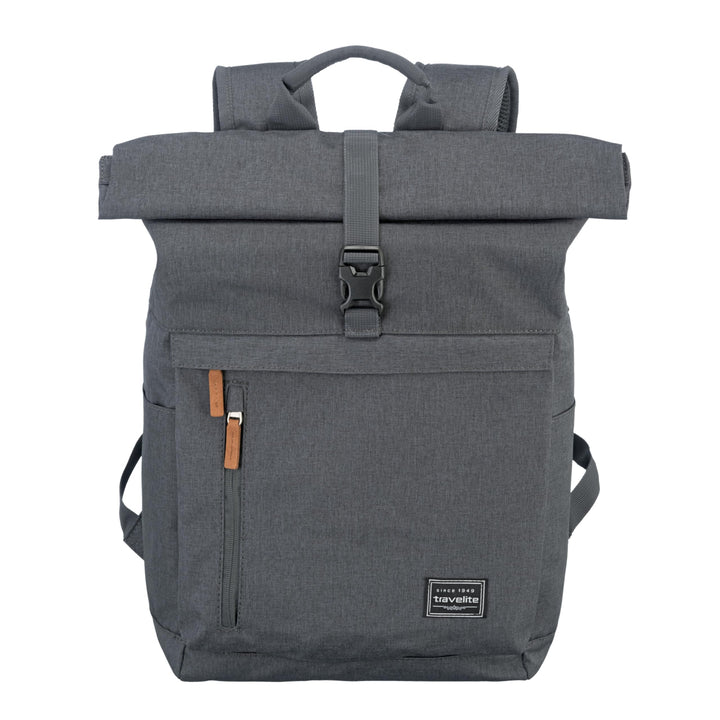 Travelite Handgepäck Rucksack, Laptop Rucksack 15,6 Zoll, BASICS, Reiserucksack Rolltop Funktion, 60