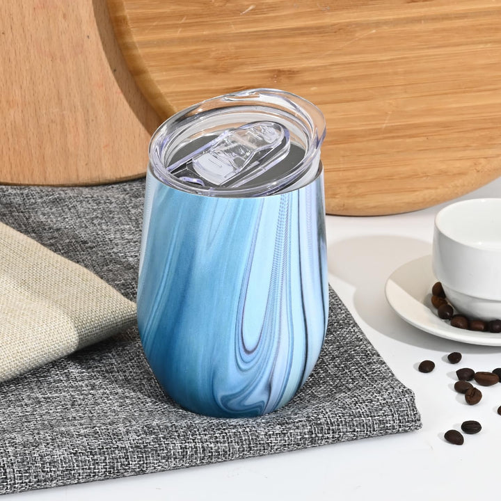 4 Stück Weinbecher Edelstahl, Stemless Weinbecher mit Deckel, Doppelwandige Unbreakable Travel Beche