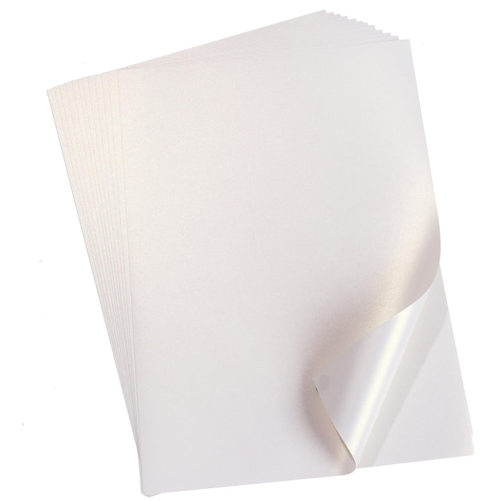 50 Blatt DIN A4 Perglanz-Papier Elfenbein Weiss-Metallic, Bastelpapier mit Perlmutt-Schimmer, 120 g/