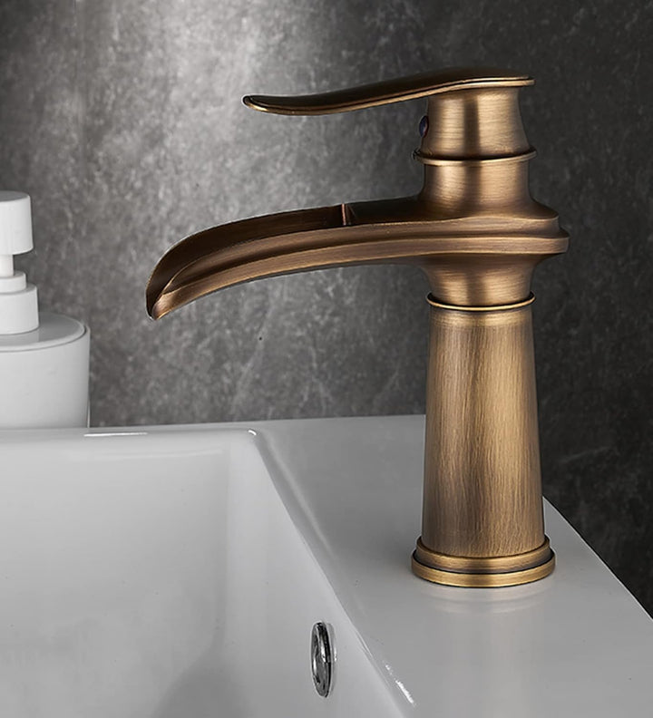 SJQKA Waschtisch Armatur Wasserfall Schwarz, Waschtischarmatur Hoch Retro, Hoch Wasserhahn Wasserfal