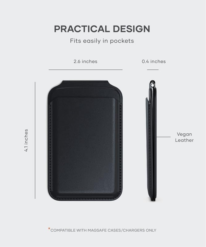 SATECHI Magsafe Wallet und Double Flap Stand mit Magnetfunktion, iPhone Wallet mit 4 Kartenfächern,