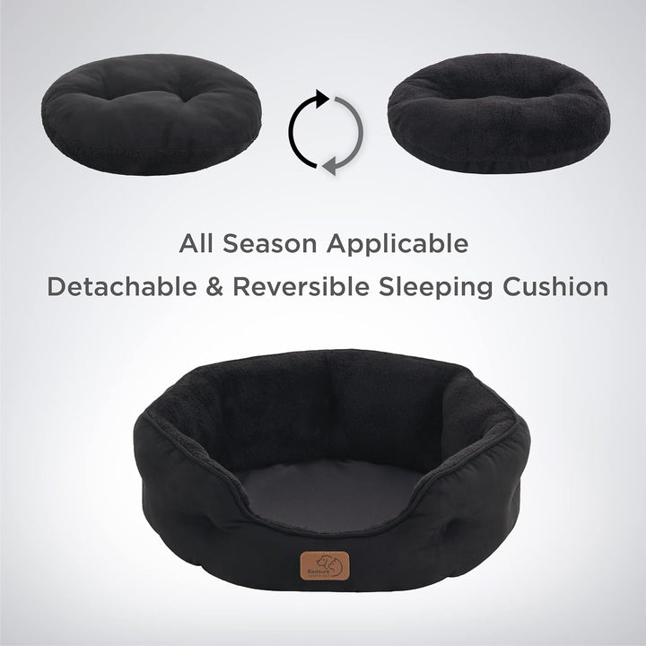 Bedsure Katzenbett waschbar Katzen Bettchen - 63x53x20cm Katzen Bett mit Zweiseitig Innenkissen Katz