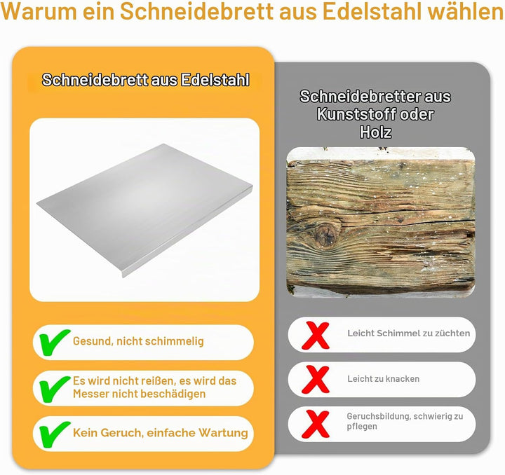 Edelstahl Schneidebrett 30 x 40cm, Küche Schneidbrettchen, Schneidebrett Platte Küche, Schweres zum