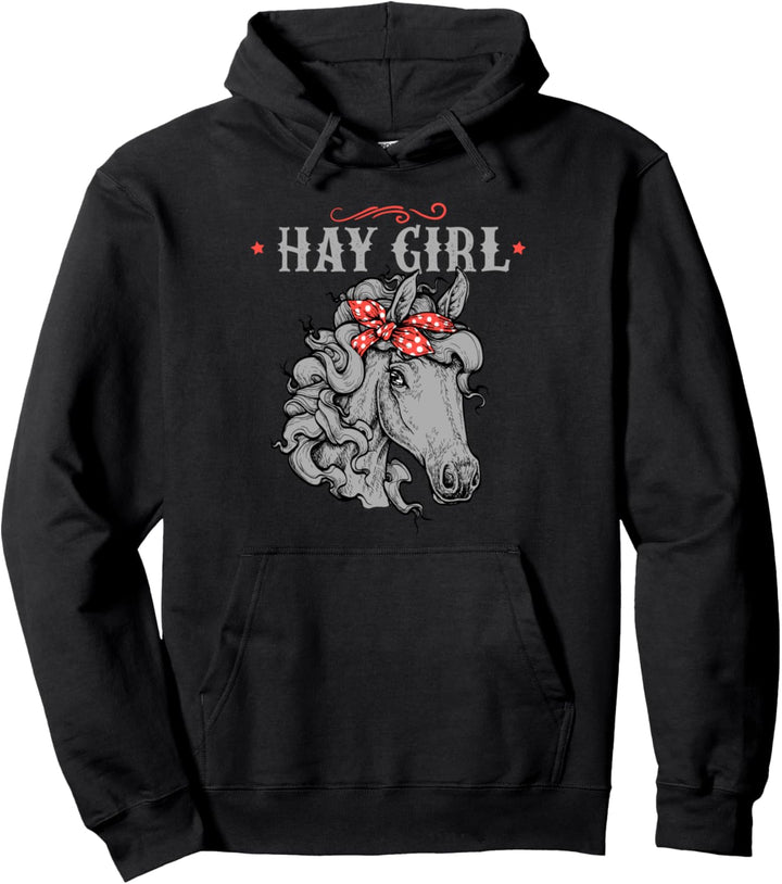 Pferde Shirts für Mädchen & Frauen, Pferd mit Bandana, Heumädchen Pullover Hoodie
