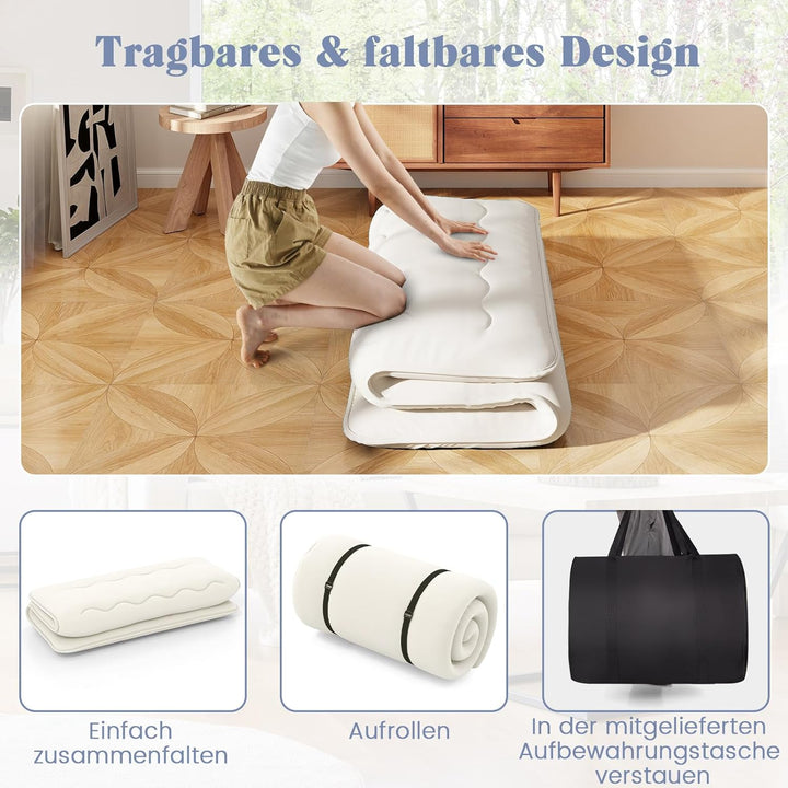 COSTWAY Japanische Futon Matratze, Tatami-Matte, Bodenmatratze, Klappmatratze mit waschbarem Bezug,