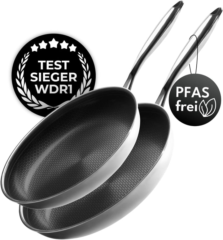Onyx Cookware Pfannenset 24+28 cm – Beschichtete Induktionspfannen Set | Für alle Herdarten; kratzfe