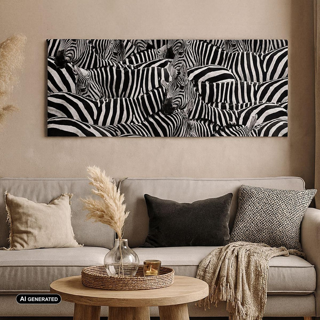 Panorama Bilder auf Leinwand 100x40cm Leinwandbild Tiere Zebra Streifen Gross Wanddeko Bild Schlafzi