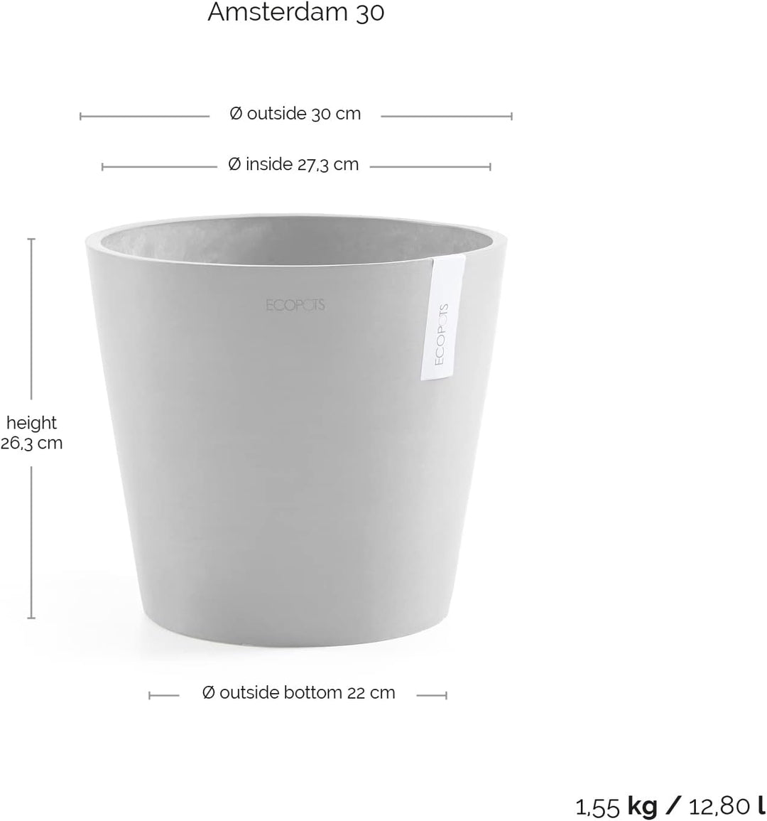 Ecopots Blumentopf Amsterdam Dunkel Grau - Durchmesser Ø 30 cm rund gross - Pflanzentopf aus Recycli