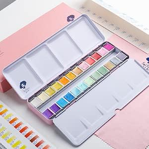 Aquarellfarben 24 Glitzer set, Paul Rubens Aquarell künstler-Klassen farben mit Malkasten, für Profi