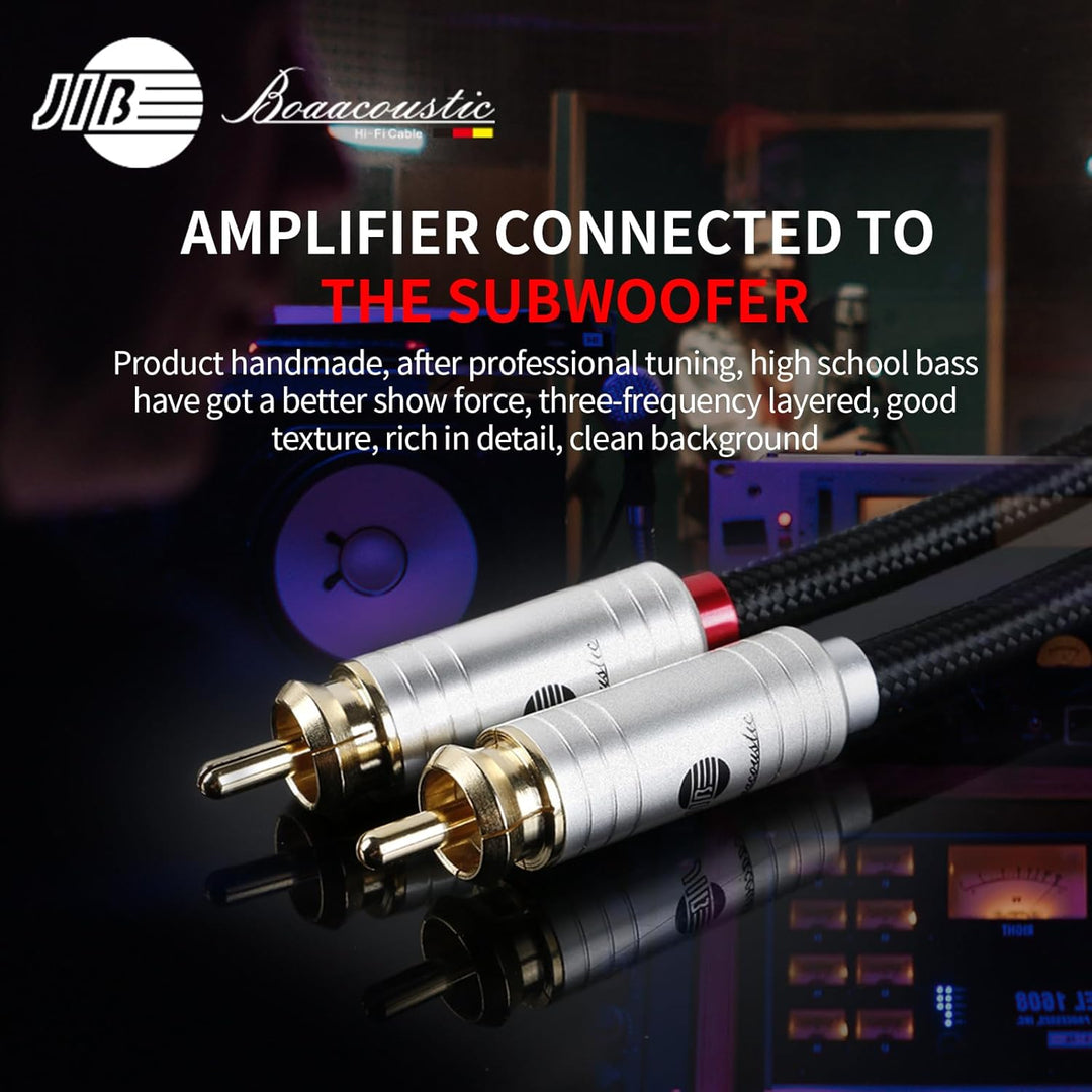 BOAACOUSTIC JIB HiFi Subwoofer Kabel, 1RCA zu 2RCA Koaxial cinch y kabel Audiokabel für Verstärker,