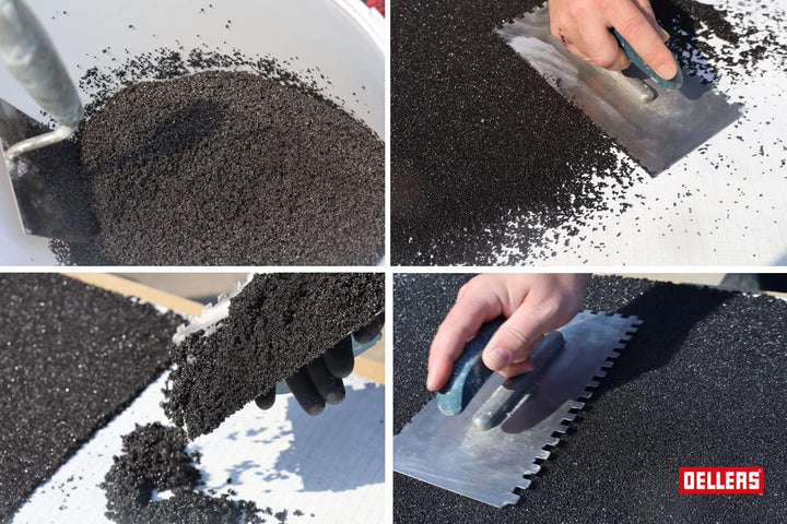 OELLERS Steinteppich Set, Nussbraun, 10kg, fugenlose 2k Boden-beschichtung für Innen &amp; Aussen, auf E