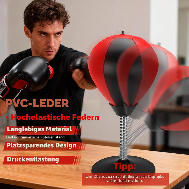 Boxsack Tisch Punchingball Boxen mit Saugnapf und Tischklemme, Anti Stress Boxbirne fürs Büro &amp; Zuha