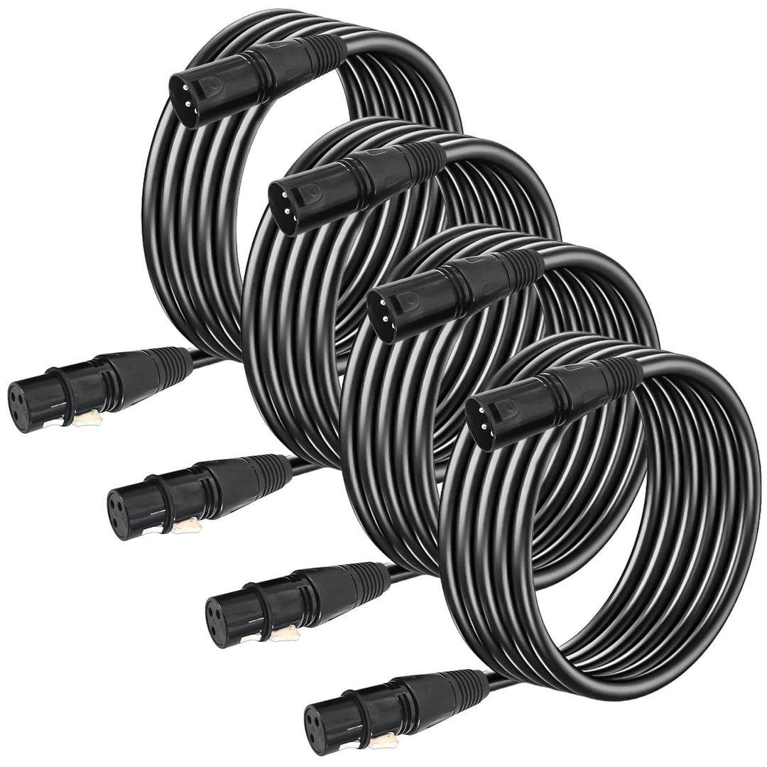 4Pack Dmx Kabel 3m, 3 Pin XLR Kabel Set, XLR-Stecker auf Buchse, XLR Mikrofonkabel, Balanciert DMX K