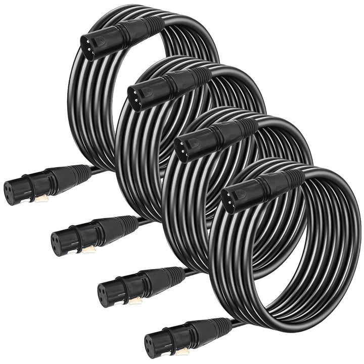 4Pack Dmx Kabel 3m, 3 Pin XLR Kabel Set, XLR-Stecker auf Buchse, XLR Mikrofonkabel, Balanciert DMX K