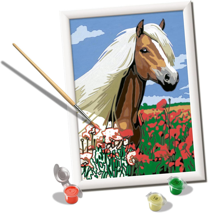 Ravensburger CreArt D Classic: Haflinger Pferd, Malset nach Zahlen, enthält ein vorgedrucktes Brett,