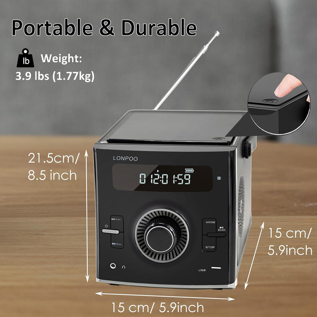Tragbarer CD-Player Boombox 20W für Draussen, Eingebaute wiederaufladbare BatterieFM-Radio/Bluetooth