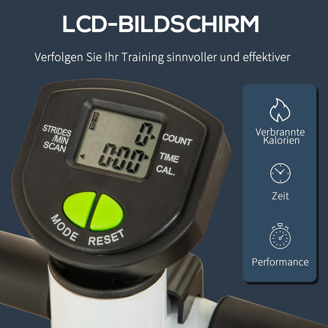 HOMCOM Stepper Fitness Swing Stepper mit LCD-Schirm und Handgriff Hometrainer für Zuhause bis 100 kg