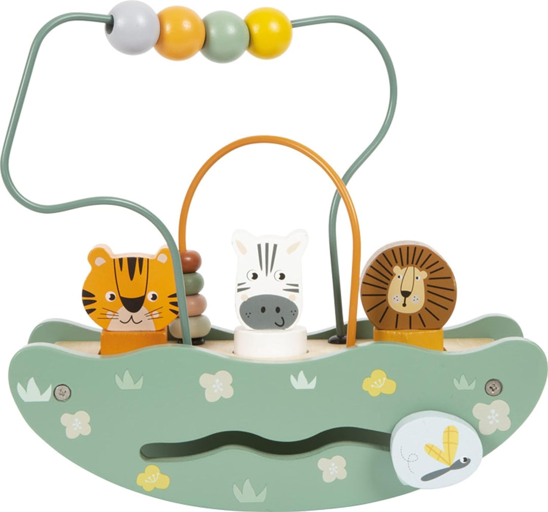 small foot Motorikschleife mit Wippe „Safari“, Holzspielzeug mit vielfältigen Spielfunktionen, ab 12