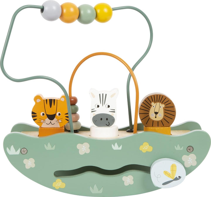 small foot Motorikschleife mit Wippe „Safari“, Holzspielzeug mit vielfältigen Spielfunktionen, ab 12