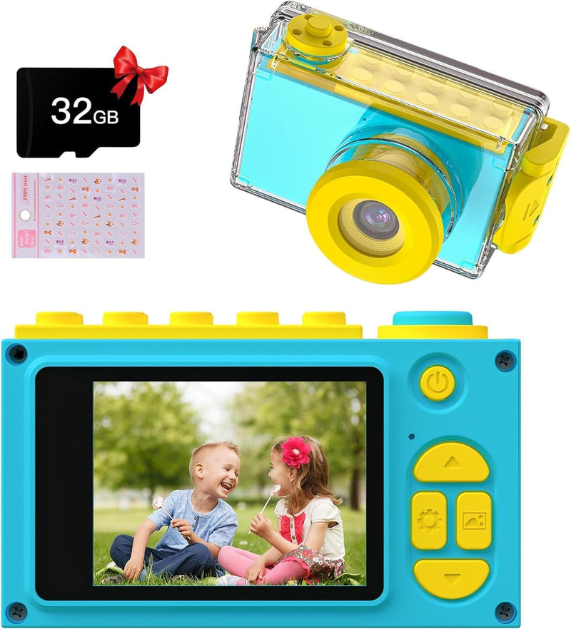 Kriogor Kamera Kinder, wasserdichte Kids Digitalkamera und Videokamera mit HD 1080P/ 8 MP/ 2 Zoll Bi