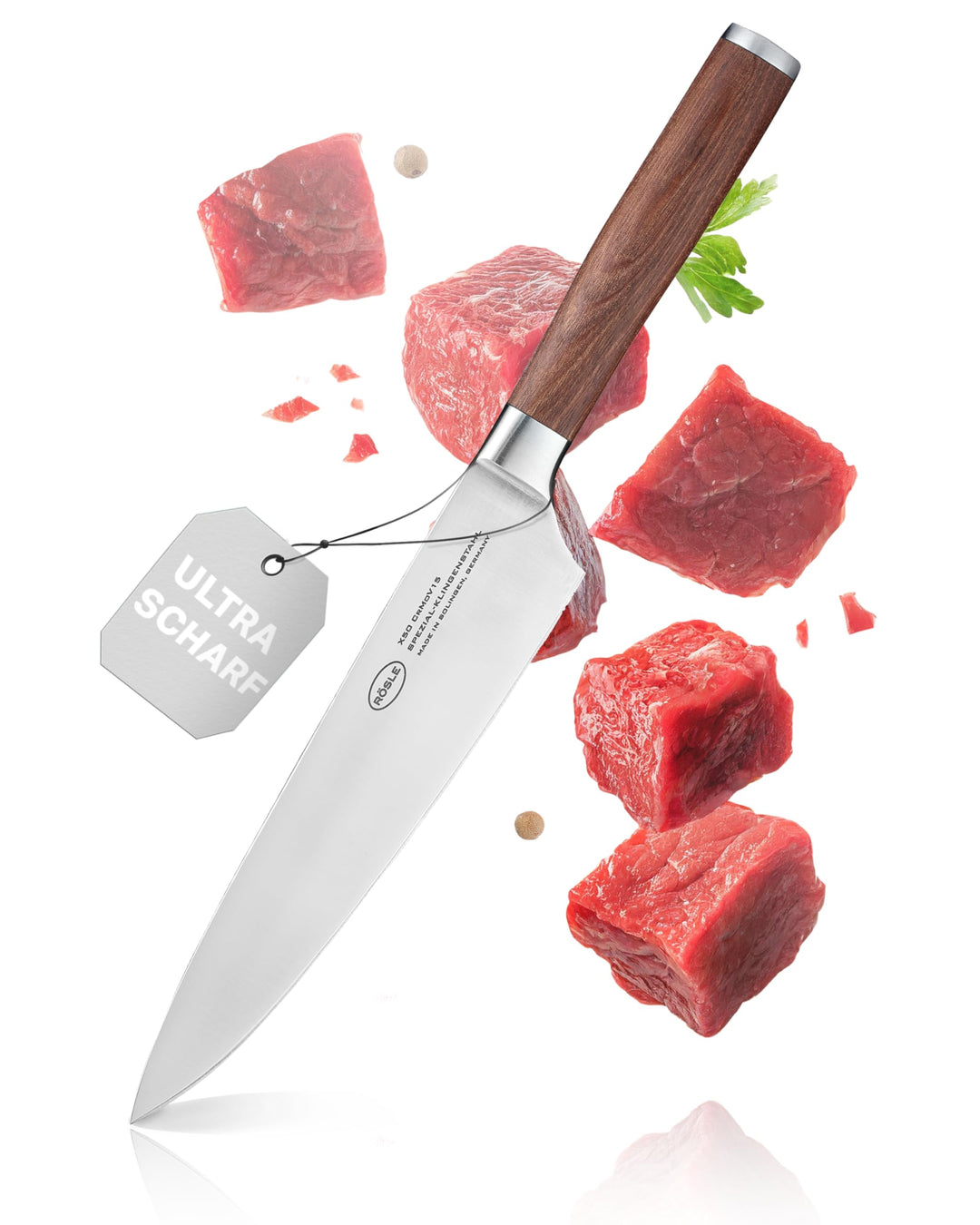 RÖSLE Kochmesser Masterclass, Hochwertiges Küchenmesser zum Schneiden von Fleisch, Fisch, Geflügel u