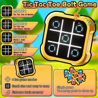 Tic Tac Toe Spiel, Tragbare 3-In-1-Puzzlespielkonsole, Tragbare Reisespiele für Bildung und Gedächtn